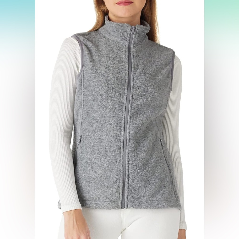 Women’s fleece vest, size large, color grey, EUC